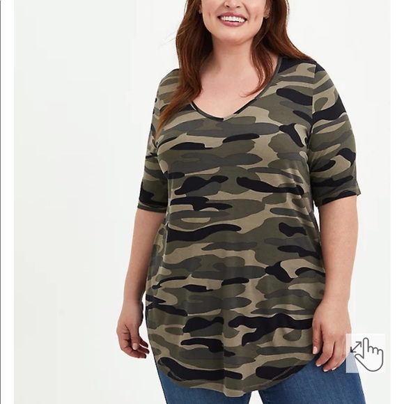 torrid Tops - Torrid Favorite Tunic Super Soft V-Neck Short Sleeve Shirt Women’s Plus 1X Camo